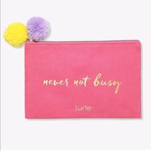 Tarte pink cosmetic bag “Never not Busy” catch all bag